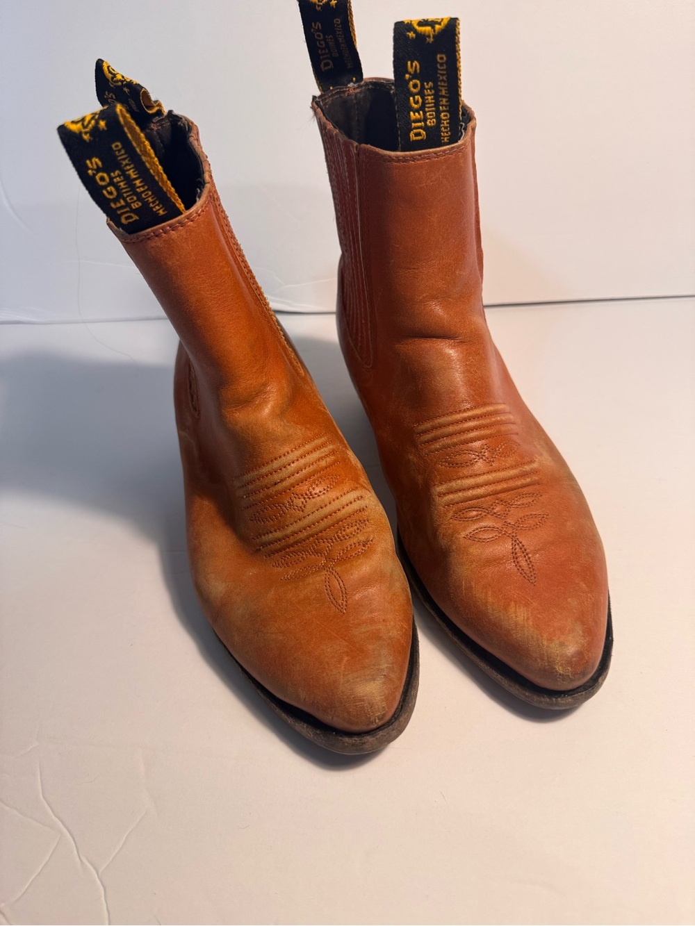 Tan Leather Western Chelsea Boots